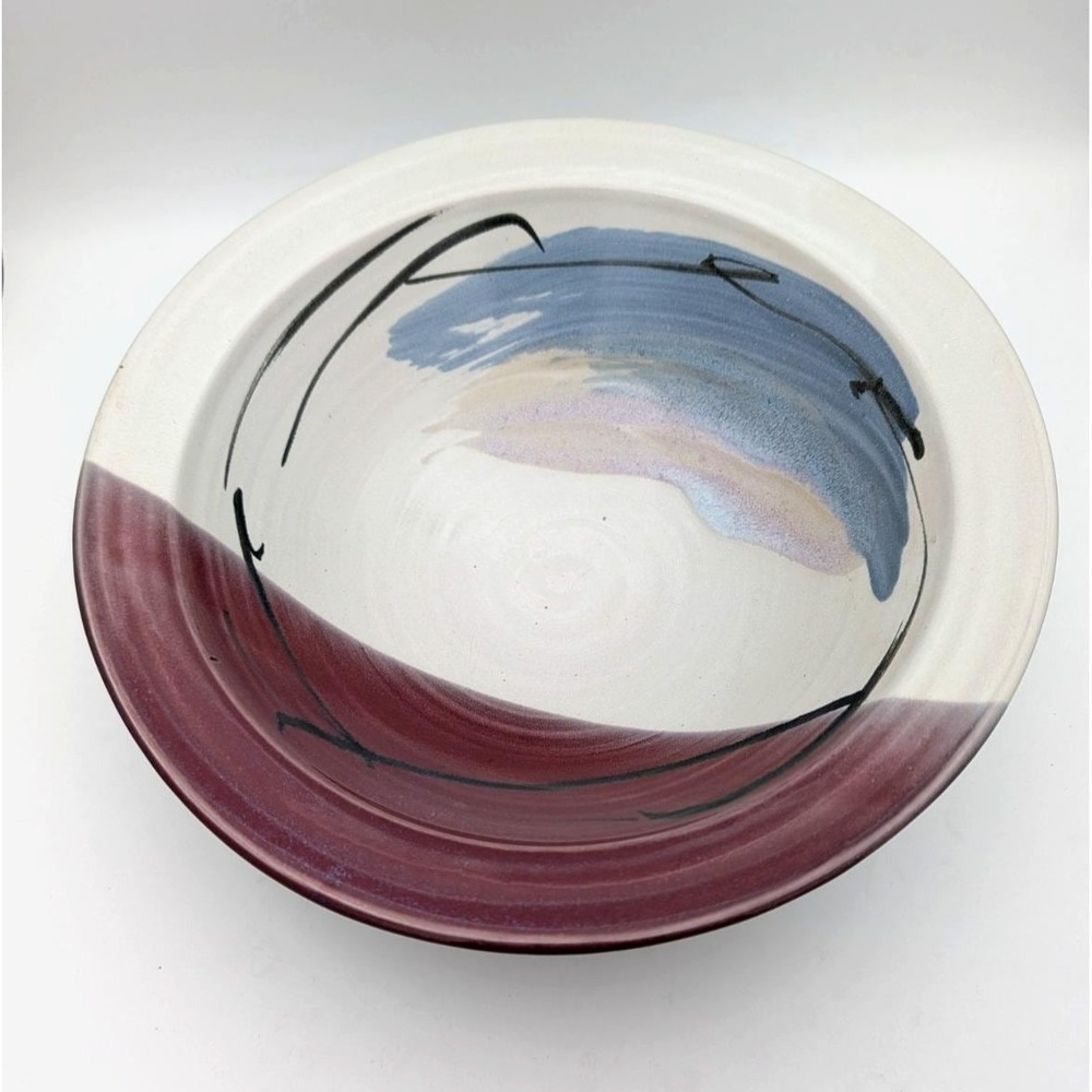 Studio Art Pottery Large Bowl 11 7/8" Jerry Pollari Pacific Northwest Abstract